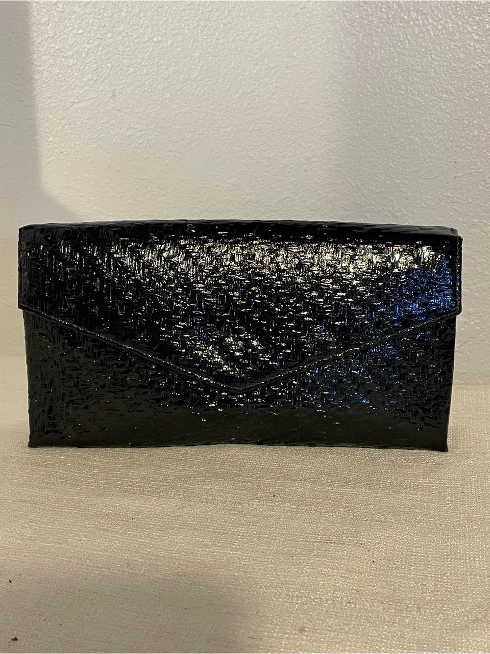 Black Woven Envelope Clutch - Women Bags